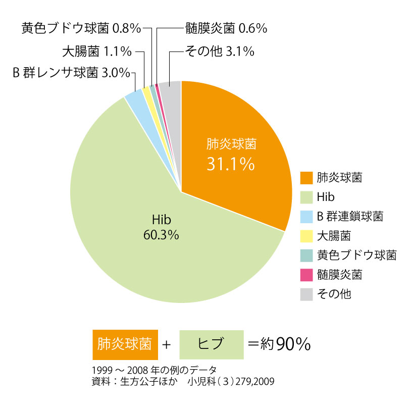 細菌性髄膜炎の起炎菌グラフ
