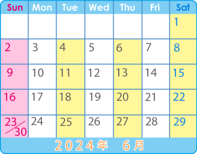 翌月のカレンダー
