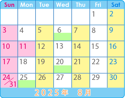 翌月のカレンダー